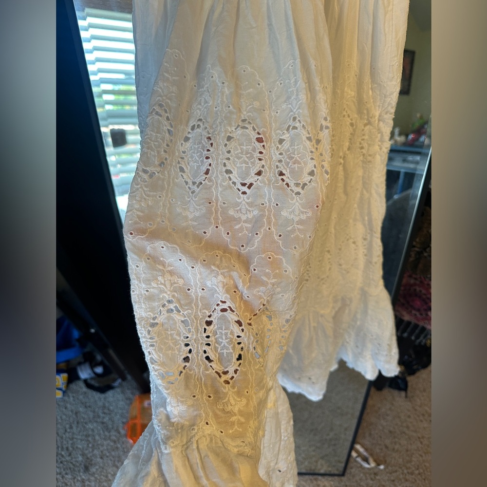 Anthropologie Maeve Tiered Eyelet White Midi Dress - Picture 5 of 11